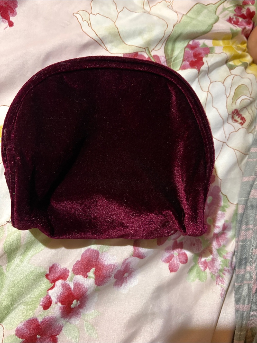 Source Unknown Velvet Cosmetic Pouch in Deep Wine